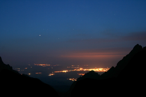 town of Poprad in the night